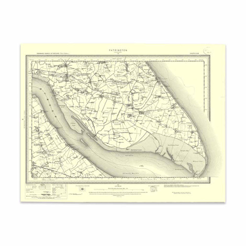 Authentic reproduction of Ordnance Survey map of Patrington 1896-1904 with a yellow tint background