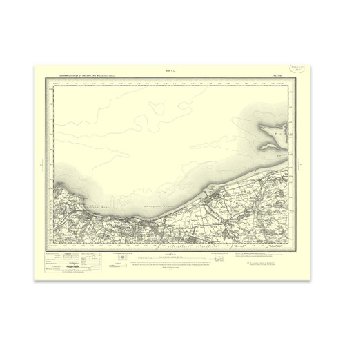 Authentic reproduction of Ordnance Survey map of Rhyl 1896-1904 with a yellow tint background