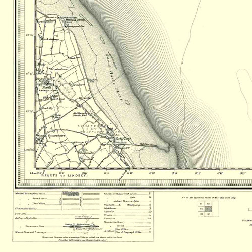 Close up of authentic reproduction of Ordnance Survey map of Wisbech 1896-1904 with a yellow tint background