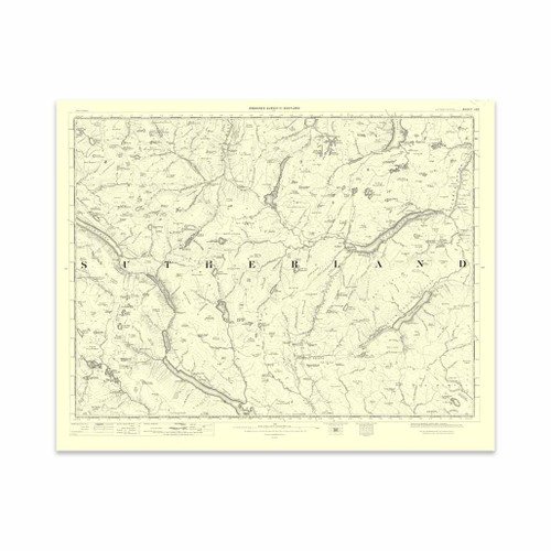 Authentic reproduction of Ordnance Survey map of Altnaharra 1896-1904 with a yellow tint background