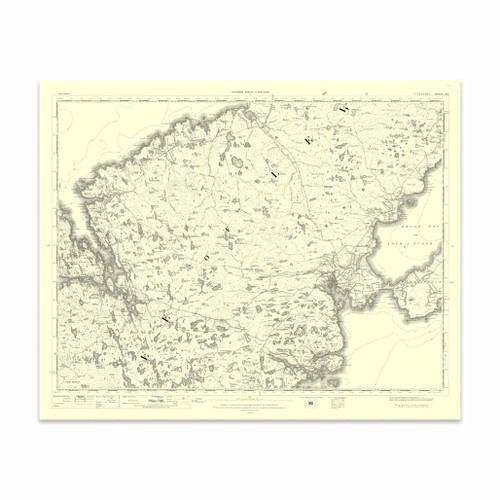 Authentic reproduction of Ordnance Survey map of Stornoway 1896-1904 with a yellow tint background