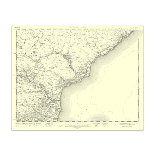 Authentic reproduction of Ordnance Survey map of Golspie 1896-1904 with a yellow tint background