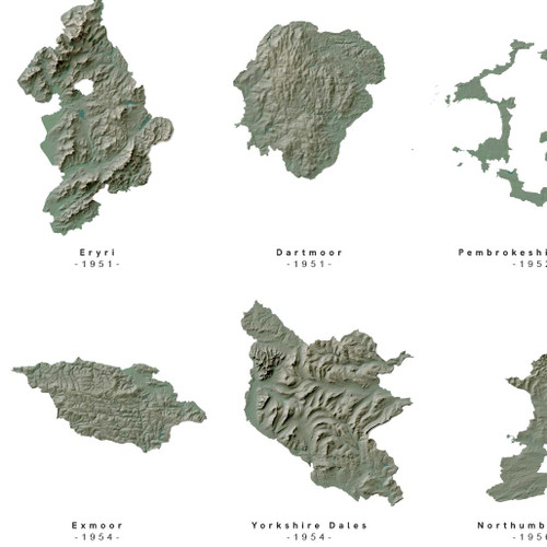 Close up of Great Britain's National Parks Relief Map