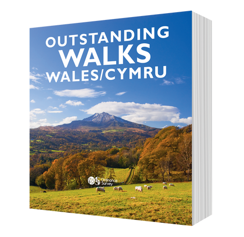 Front cover of Outstanding Walks Wales Cymru with a landscape front cover image