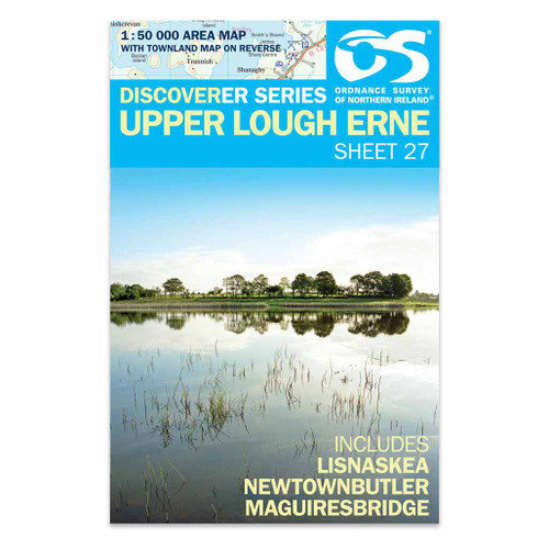 Blue front cover of OS Northern Ireland Discoverer Series Map of  Upper Lough Erne: Discoverer 27