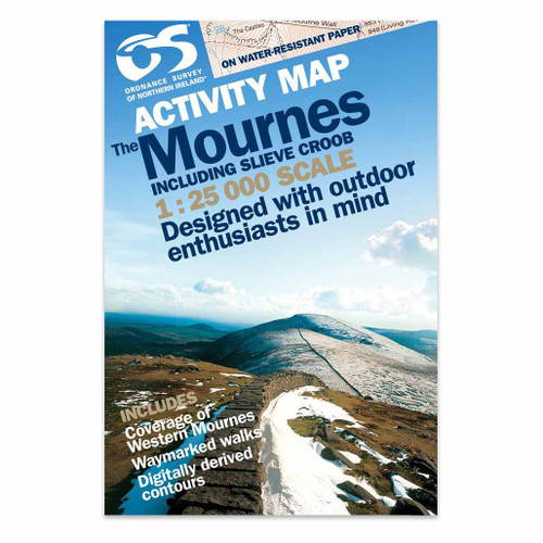 Blue front cover of OS Northern Ireland Activity Map of  the Mournes