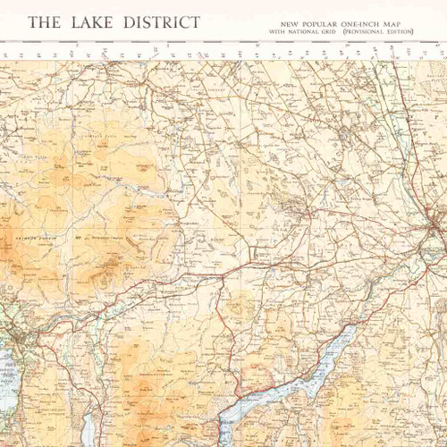 Close up of Reproduction Lake District vintage map
