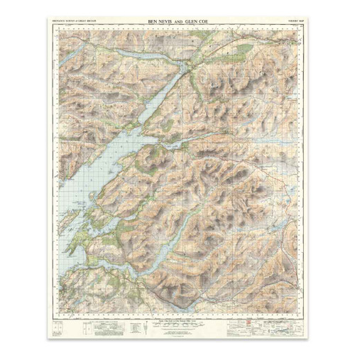 Reproduction Ben Nevis vintage map flat view