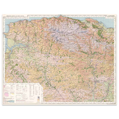 Reproduction Exmoor vintage map flat view