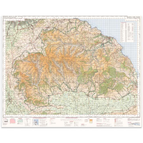Reproduction North York Moors vintage map flat view