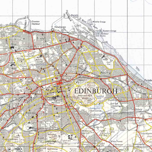 Close up of Reproduction Edinburgh vintage map flat view