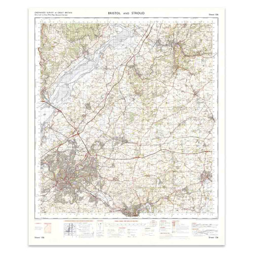 Reproduction Bristol & Stroud vintage map flat view