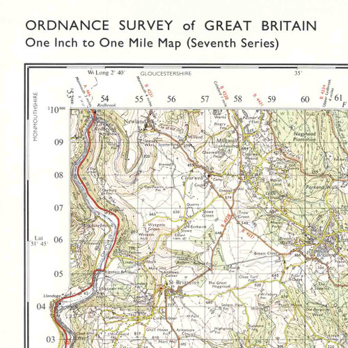 Close up of Reproduction Bristol & Stroud vintage map flat view