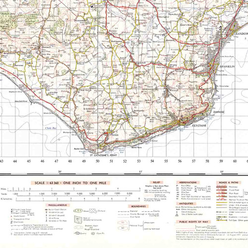 Close up of Reproduction the Solent vintage map flat view