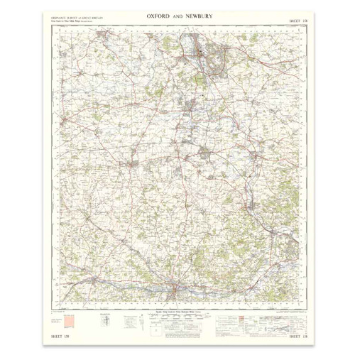 Reproduction Oxford & Newbury vintage map flat view