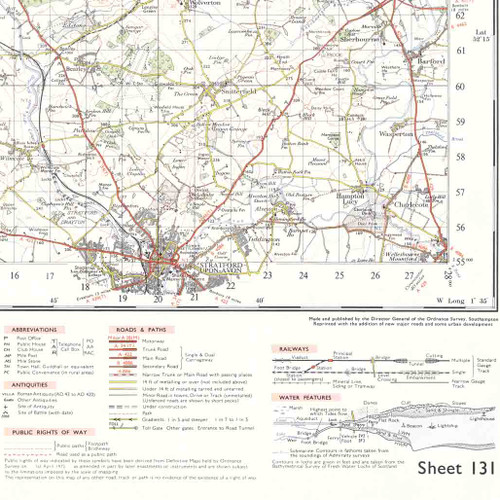 Close up of Reproduction Birmingham  vintage map flat view