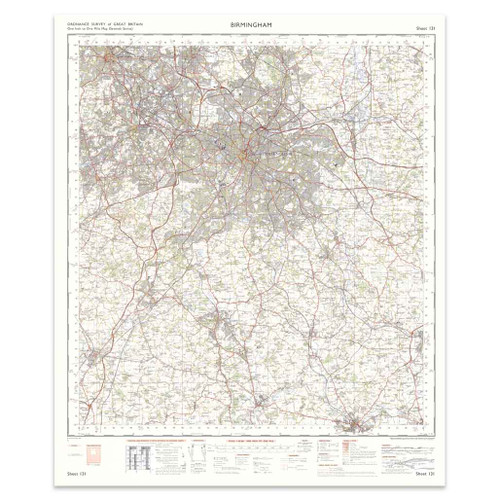 Reproduction Birmingham  vintage map flat view