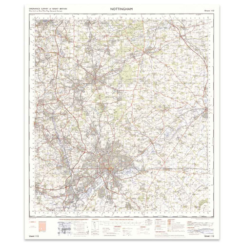 Reproduction Nottingham vintage map flat view