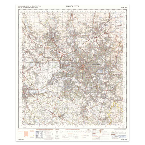 Reproduction Manchester vintage map flat view