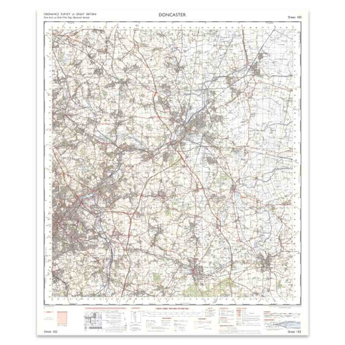 Reproduction Doncaster vintage map flat view