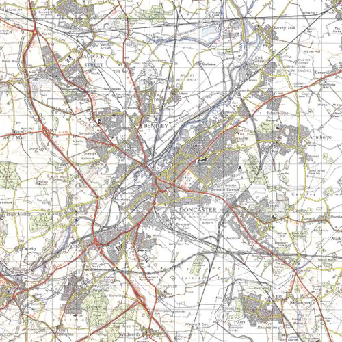 Close up of Reproduction Doncaster vintage map flat view