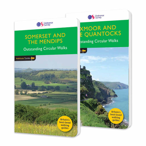 Front covers of the OS Pathfinder guidebook series in the Pathfinder set for Somerset
