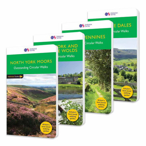 Front covers of the OS Pathfinder guidebook series in the Pathfinder set for Yorkshire