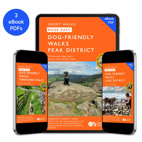 The Complete Set of Dog-Friendly Walks Made Easy Guidebooks ebooks displayed on  mobile and tablet screens
