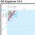 Close-up of the map and grid reference on OS Explorer Map 341 Greenock, Largs & Millport