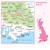 Rear pink cover of OS Landranger Map 197 Chichester and the South Downs showing the area covered by the map