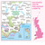 Rear pink cover of OS Landranger Map 158 Tenby & Pembroke showing the area covered by the map