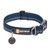 Ruffwear Flat Out Dog Collar in Blue Horizon colour fastened and showing the Ruffwear logo
