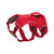 Ruffwear Web Master Dog Harness in red currant as though worn by a dog showing the harness fixtures and padded straps