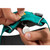 Ruffwear Front Range Dog Harness Aurora Teal 2 hands hold an ID tag that has just been taken from the ID tag pocket on the harness