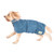 Sustainably sourced cotton Ruff and Tumble Sandringham Blue Dog Drying Coat that is machine washable worn by a running dog