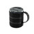 GSI Outdoor Infinity Backpacker Mug with black recycled plastic (rPET) fabric insulated sleeve with grey spill-resistant top and sealable spout