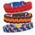 A stack of 3  bracelets from the Brainstorm Outdoor Adventure Paracord Wristbands with different coloured buckles