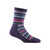 Women's Decade Stripe Micro Crew Midweight Socks by Darn Tough in Blackberry purple, blue and grey stripes displayed against a white background