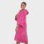 Person wearing the Dryrobe Organic Towelling Pink Robe facing front