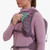 Person wearing Montane Trailblazer 16 Backpack in moonscape purple showing the pocket on the strap