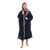 Person standing wearing the Red Paddle Co Pro Change EVO Navy Long Sleeve Outdoor Robe unzipped facing forward
