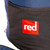 Close up front pocket and Red logo on the Red Paddle Co Pro Change Robe Navy Stash Bag