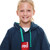 Close up of child wearing the Red Paddle Kids Quick Dry Navy Change Robe with the hood down
