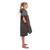 Child wearing the Red Paddle Kids Quick Dry Grey Change Robe facing to the side with the hood down and hands in the front pockets