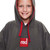 Close up of child wearing the Red Paddle Kids Quick Dry Grey Change Robe with the hood up