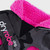 Close up of the Dryrobe Black Camo & Pink Dog Coat showing the bright pink collar and camo outer