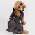 Dog wearing a Dryrobe Black Camo Dog Coat showing the back of the coat with reflective piping