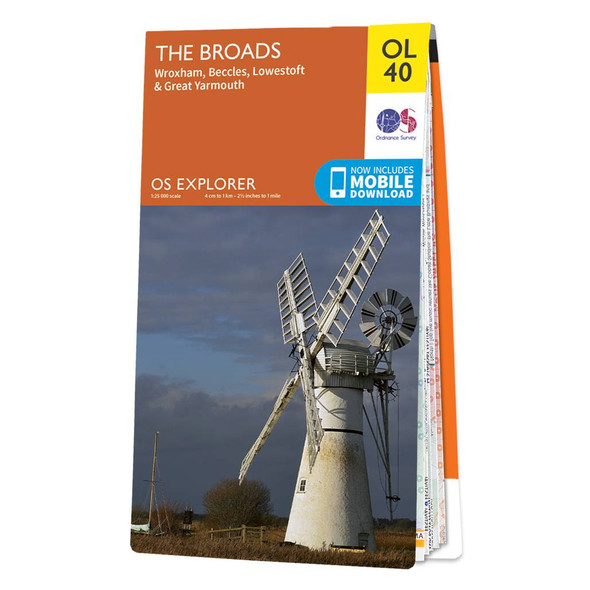 Orange front cover of OS Explorer Map OL 40 The Broads