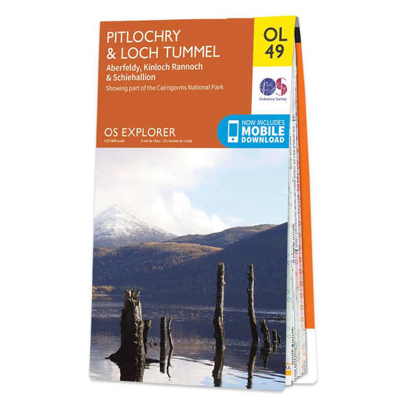 Orange front cover of OS Explorer Map OL 49 Pitlochry & Loch Tummel