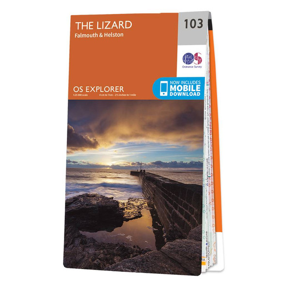 Orange front cover of OS Explorer Map 103 The Lizard